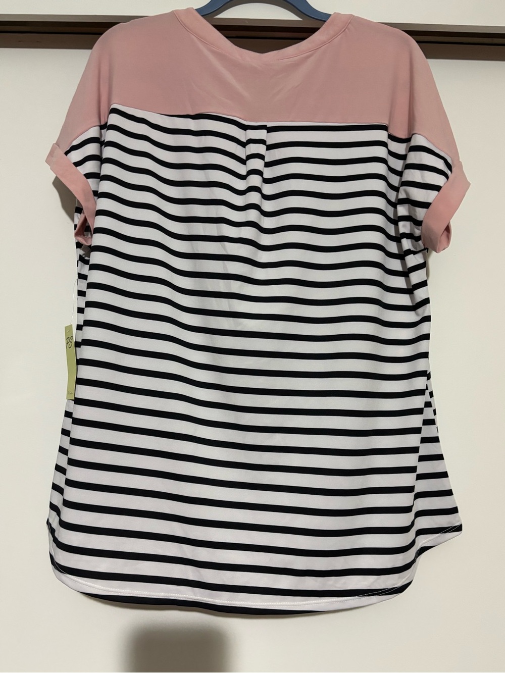 Perseption Pink, Black & White Striped Short Sleeve Top - Picture 2 of 6